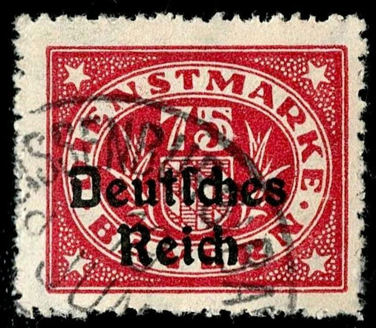 SCG1575 - Germany 1920 Dienstmarke – 75 Pf Overprint “Deutsches Reich” (Used)