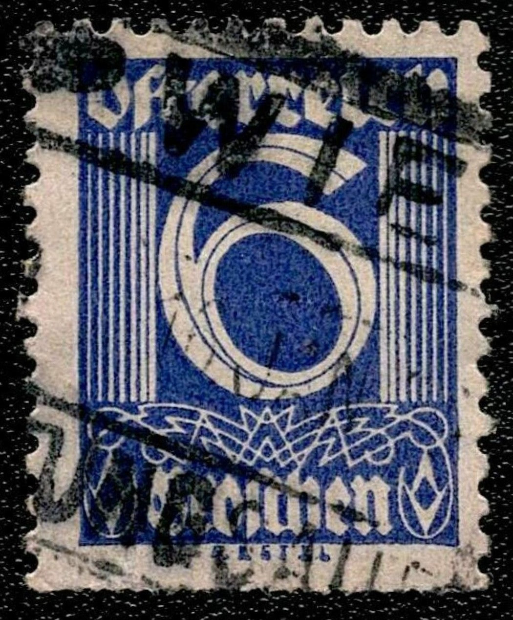 SCG1626 - Bavaria – 6 Pfennig Blue Numeral Stamp (Used)