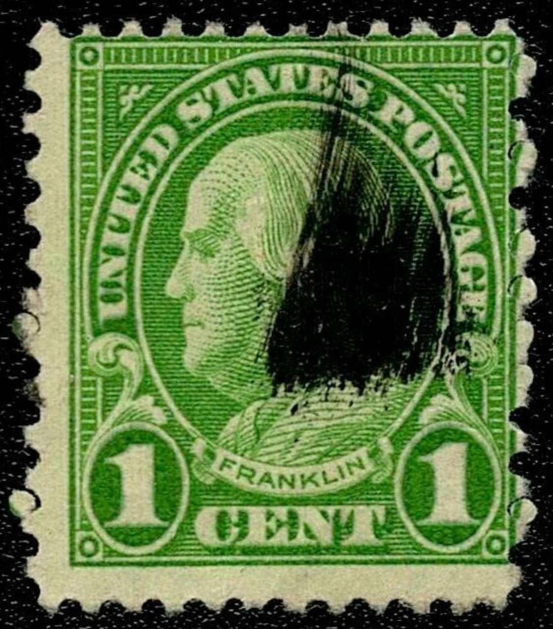 SCG1636 - United States 1¢ Benjamin Franklin Green Stamp – Washington-Franklin Series (Used)