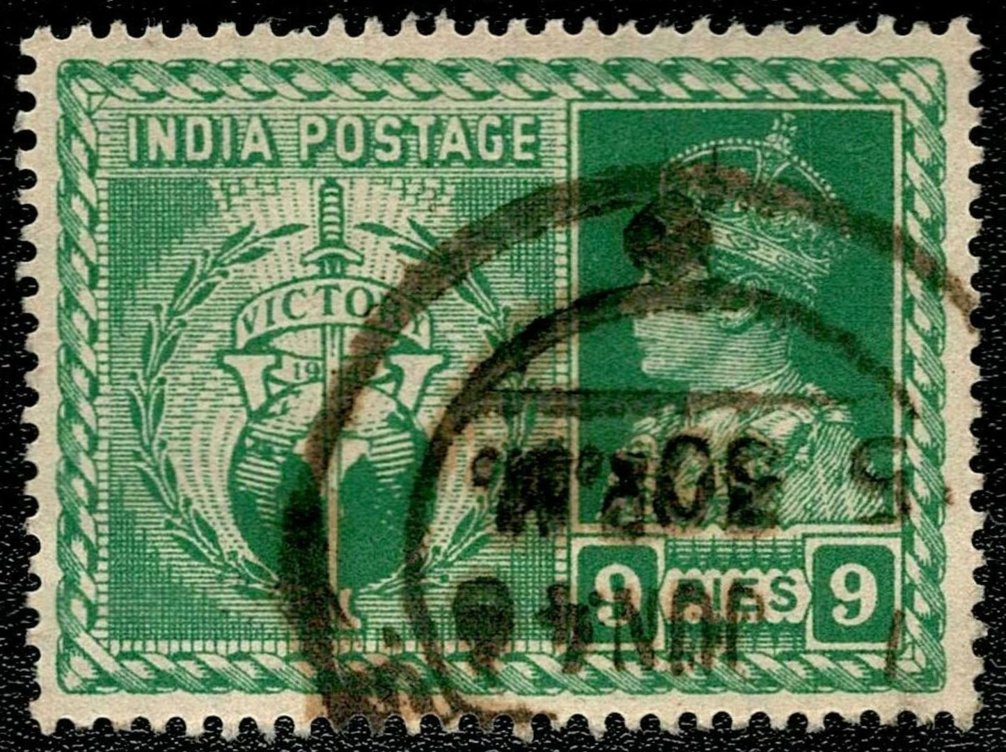 SCG1617 - India 1946 Victory Stamp – 9 Pies King George VI (Used)