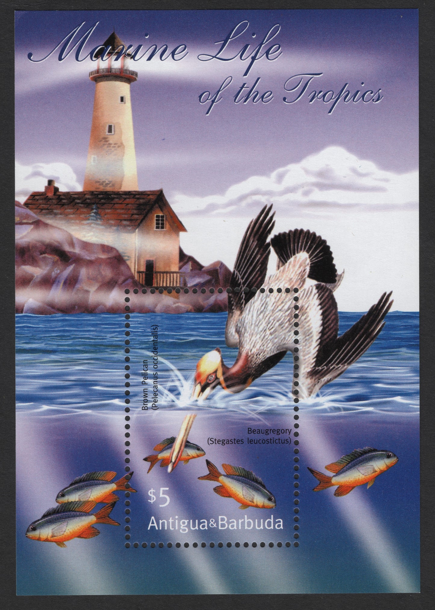SCG545 -Antigua & Barbuda Miniature Sheet – Marine Life of the Tropics