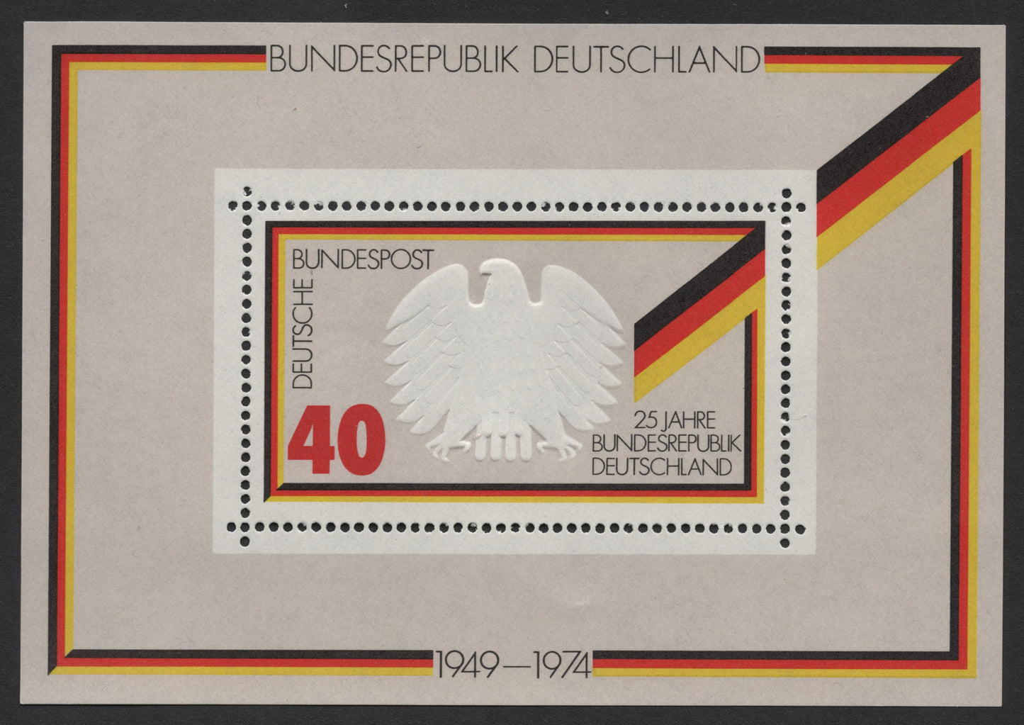 SCG444 - Germany 25 Years Federal Republic Miniature Sheet (1974, 40 Pfennig)