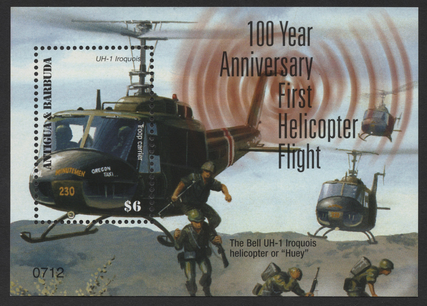 SCG546 - Antigua & Barbuda Miniature Sheet – 100 Year Anniversary of First Helicopter Flight