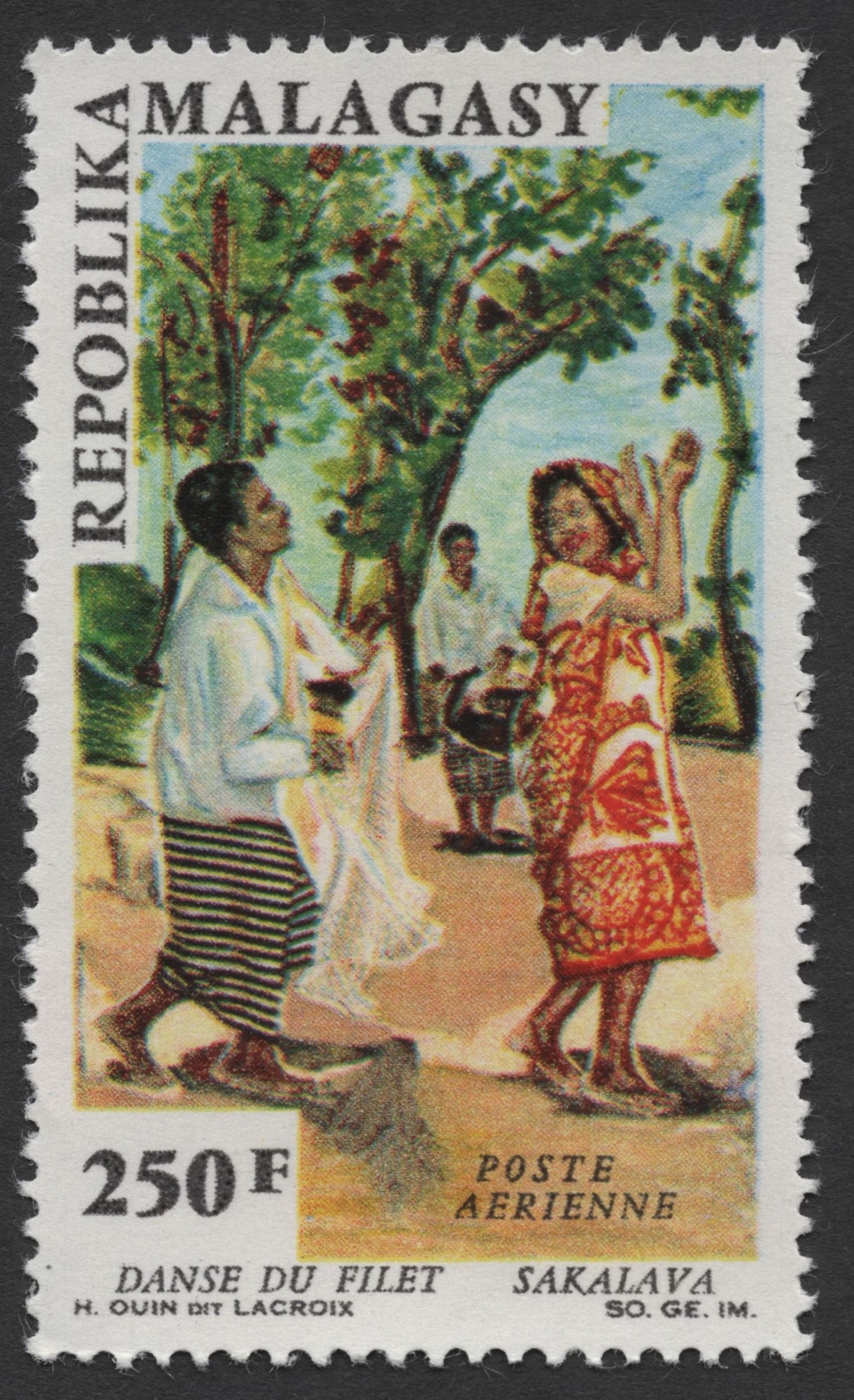SCG1751 - Madagascar Airmail 250F – Sakalava Danse du Filet