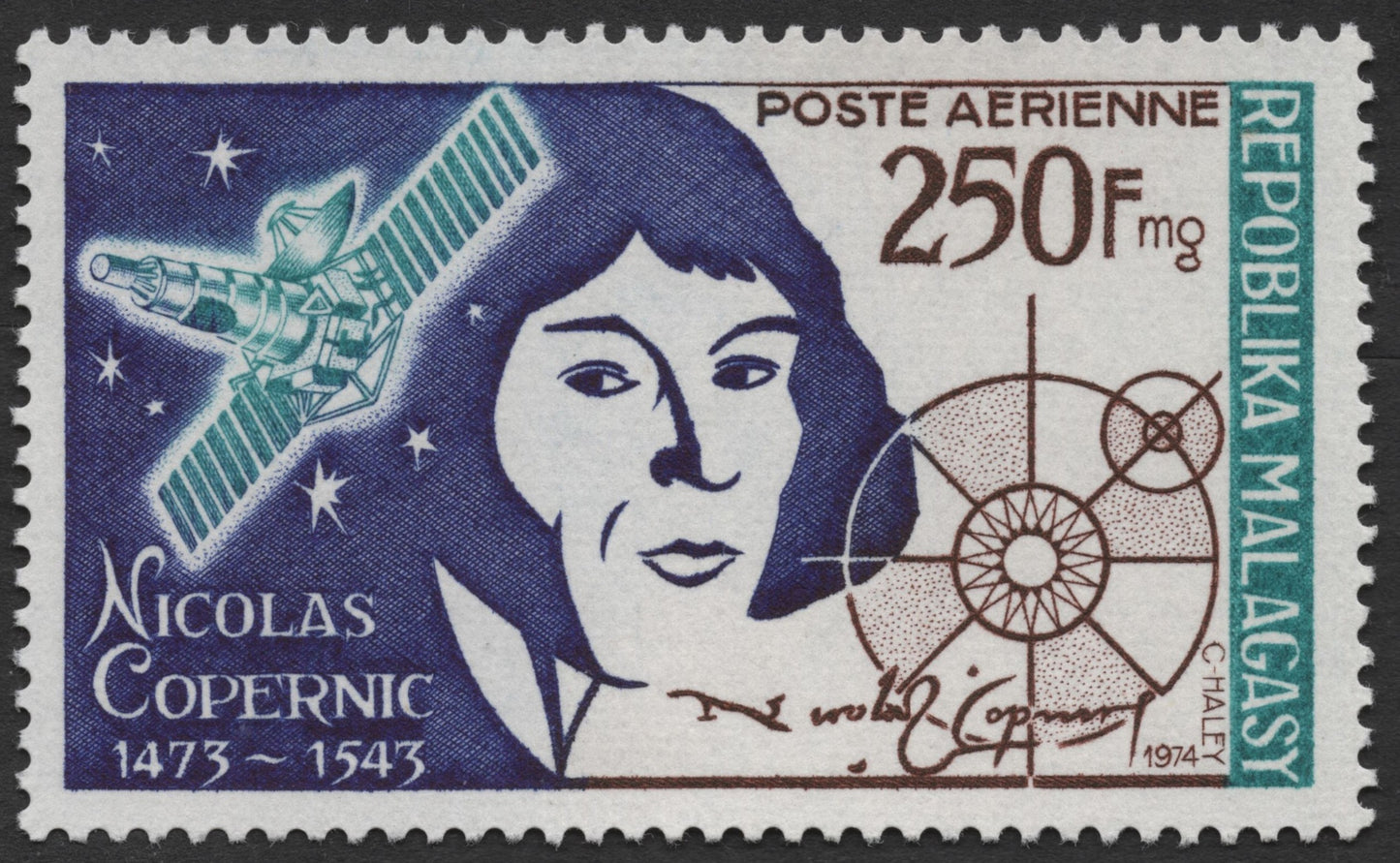 SCG1755 - Madagascar 1974 Nicolas Copernicus Airmail Stamp