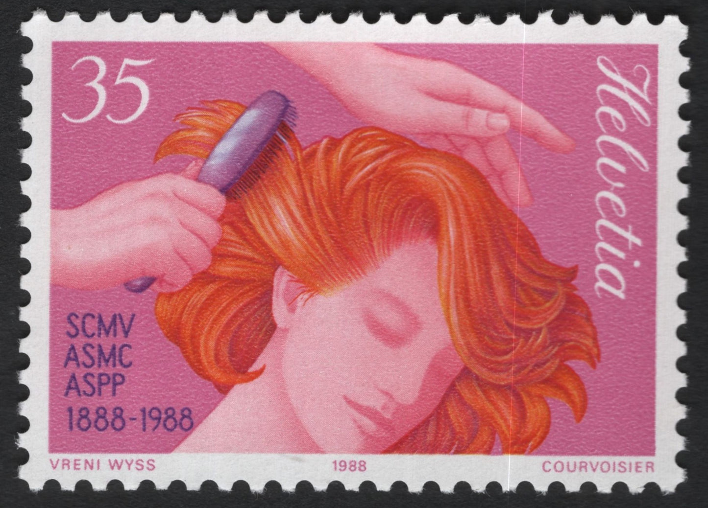 SCG9853 - Switzerland 1988 – SCMV / ASMC / ASPP Centenary – Hairdressing Art (35c)
