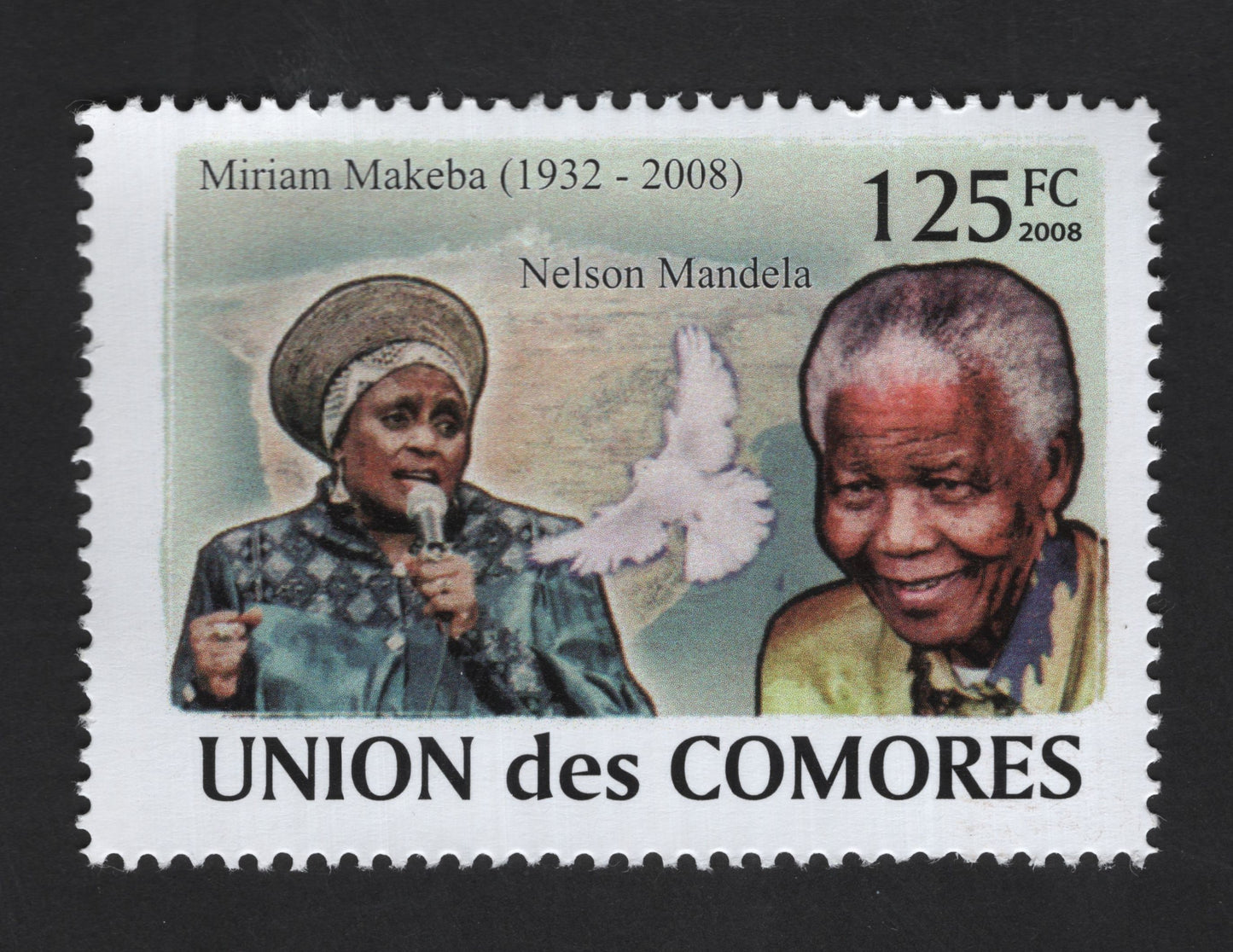 SCG13270 - Comoros 2008 Miriam Makeba & Nelson Mandela Commemorative Stamp