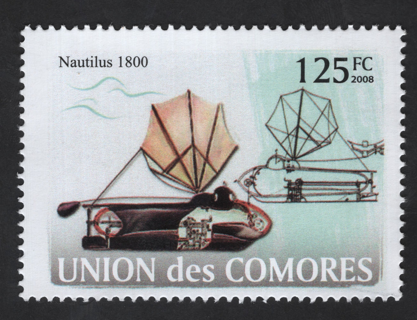 SCG13283 - Comoros 2008 Nautilus 1800 Early Submarine Stamp