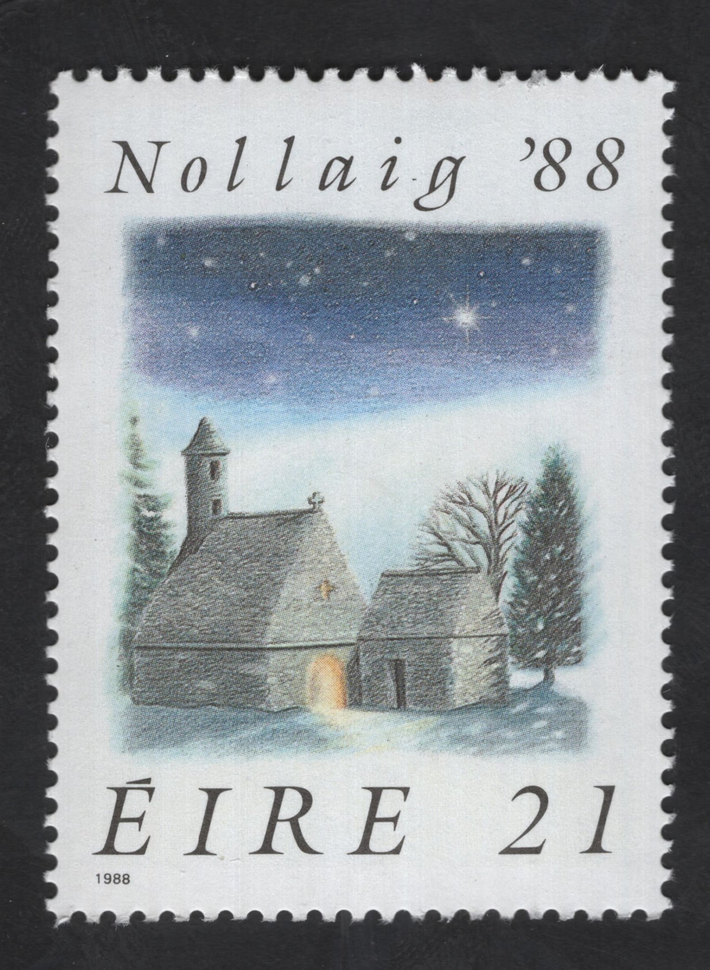 SCG13290 - Ireland 1988 Christmas (Nollaig ’88) – Snowy Church Scene Stamp