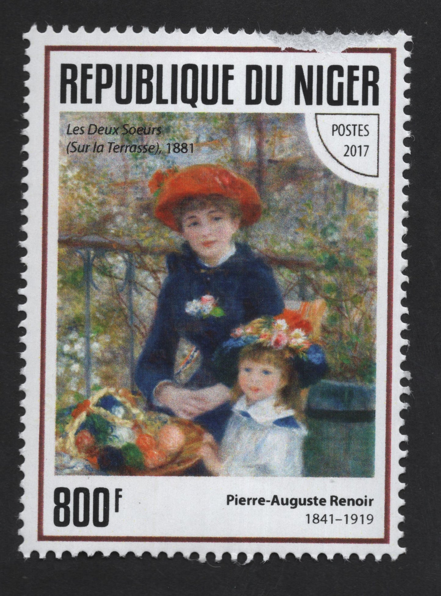 SCG13314 - Niger 2017 – Les Deux Sœurs (On the Terrace) by Pierre-Auguste Renoir – 800F Art Stamp