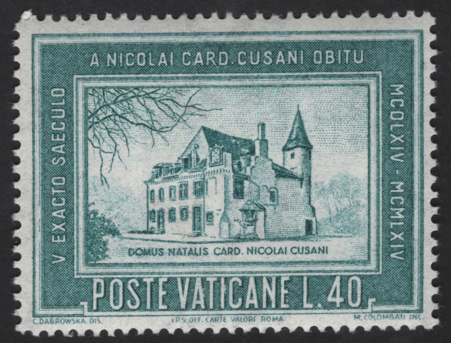 SCG13488 - Vatican City 1964 Cardinal Nicholas of Cusa Memorial Stamp Pair