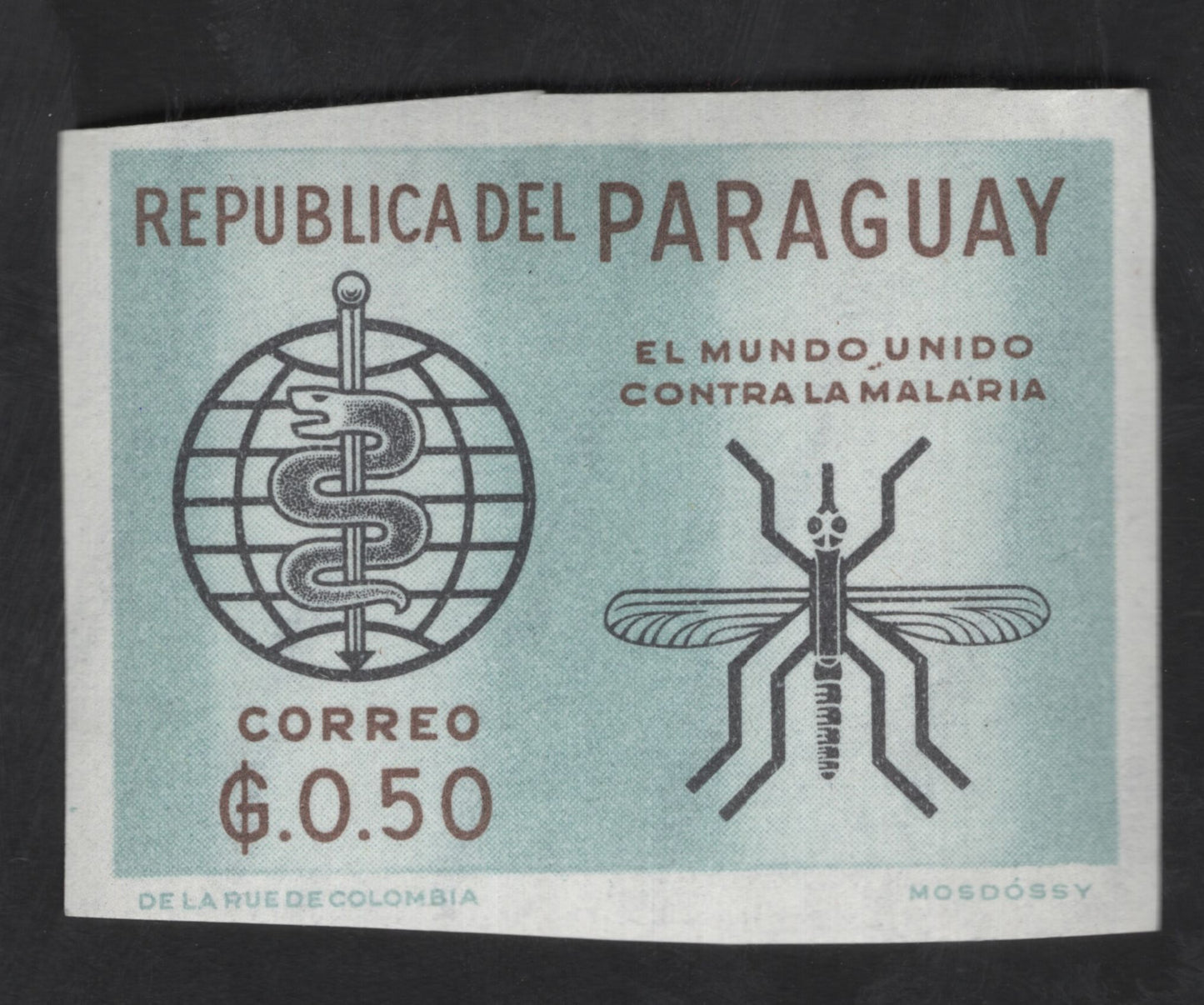 SCG13231 - Paraguay 0.50₲ “World United Against Malaria” Public Health Campaign Stamp