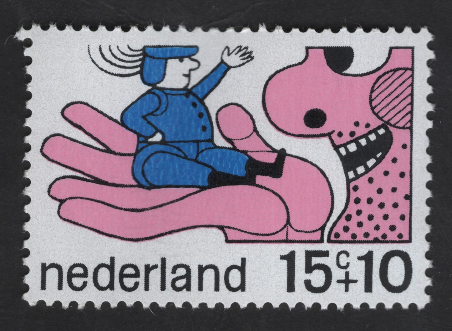 SCG13233 - Netherlands Kinderzegel Charity Stamp – Child on Helping Hand (15c + 10c)