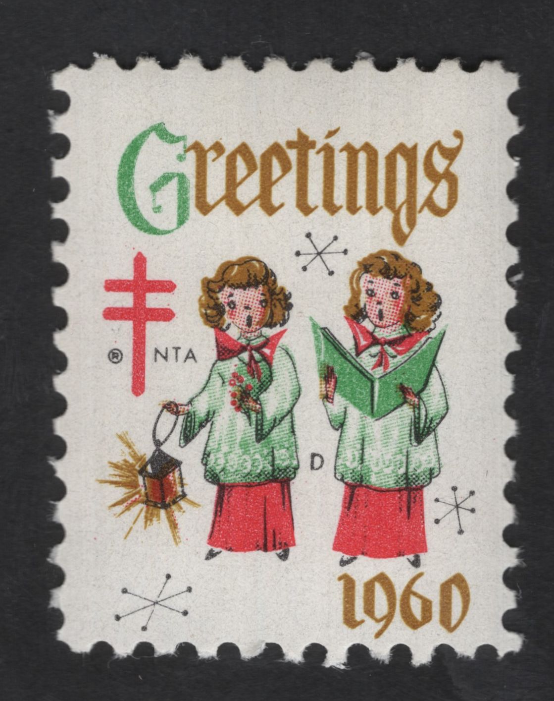 SCG13237 - United States “Greetings” Christmas Seal – National Tuberculosis Association, Carolers (10¢)