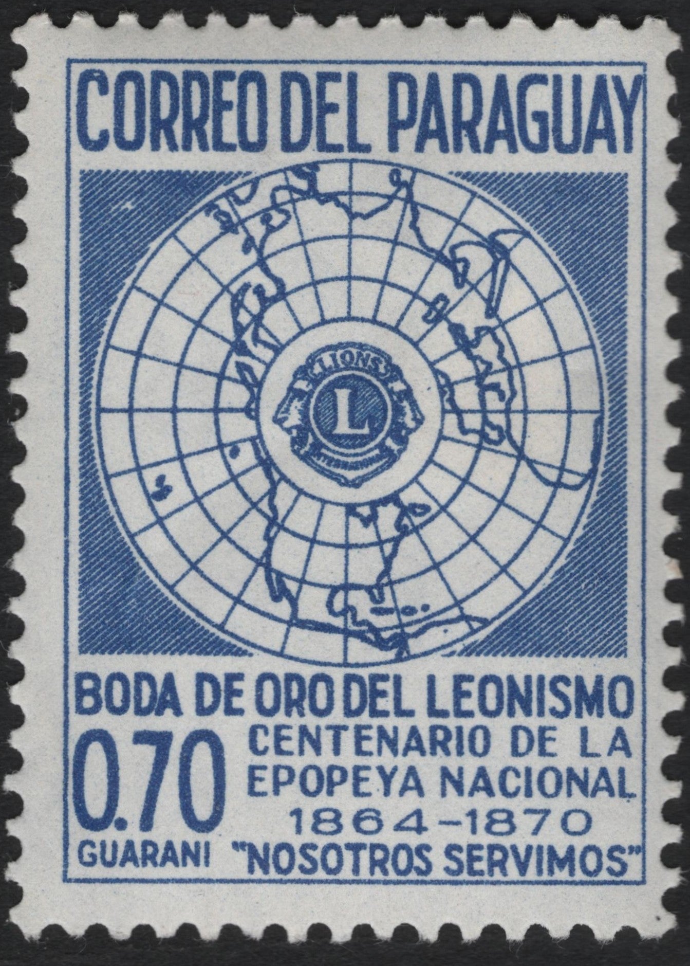 SCG11109 - Paraguay – 0.70 Guaraní “Golden Jubilee of Lionism” Commemorative Stamp