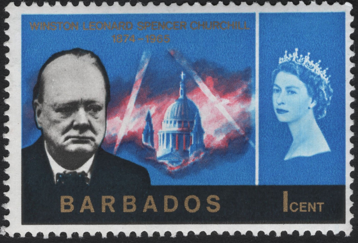 SCG11096 - Barbados 1965 – Winston Leonard Spencer Churchill Memorial, 1c (with Queen Elizabeth II)
