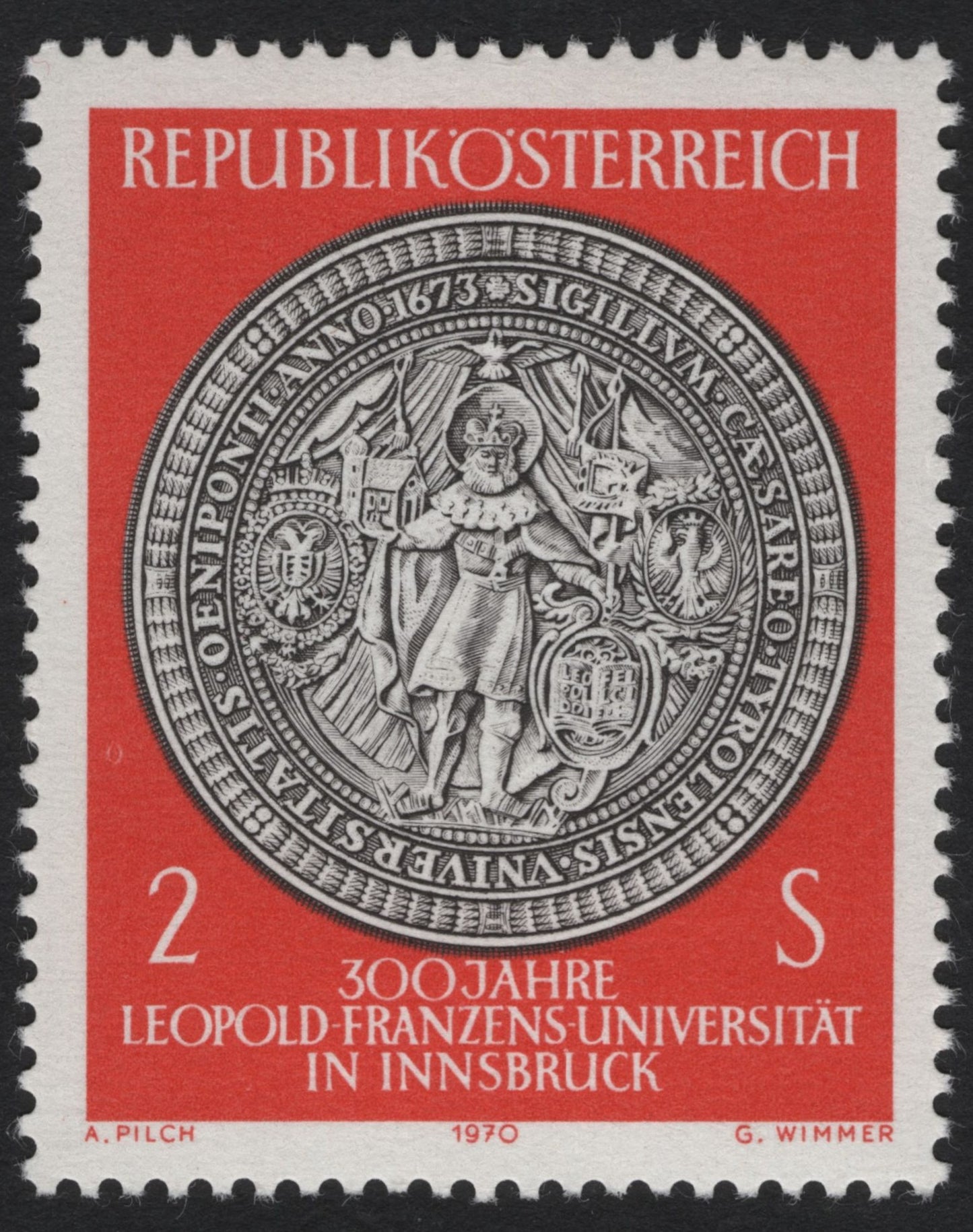 SCG11099 - Austria 1970 – 300th Anniversary of Leopold-Franzens University of Innsbruck (2 Schilling)