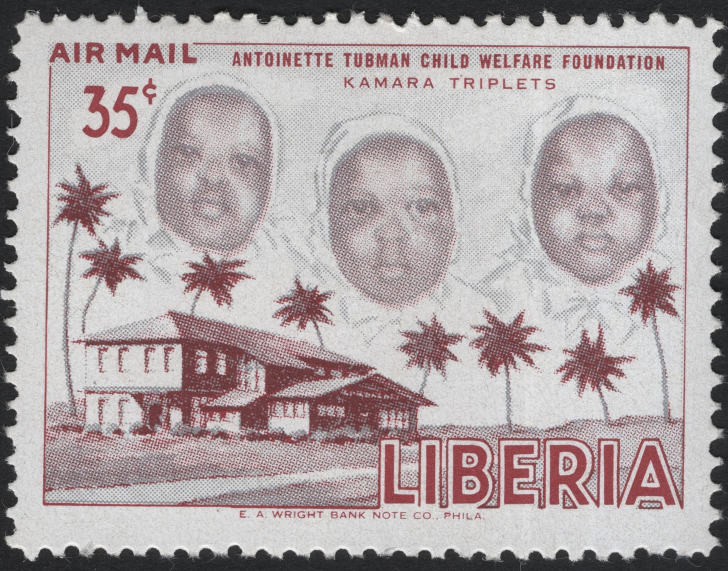 SCG11100 - Liberia 35¢ Airmail – Kamara Triplets, Antoinette Tubman Child Welfare Foundation