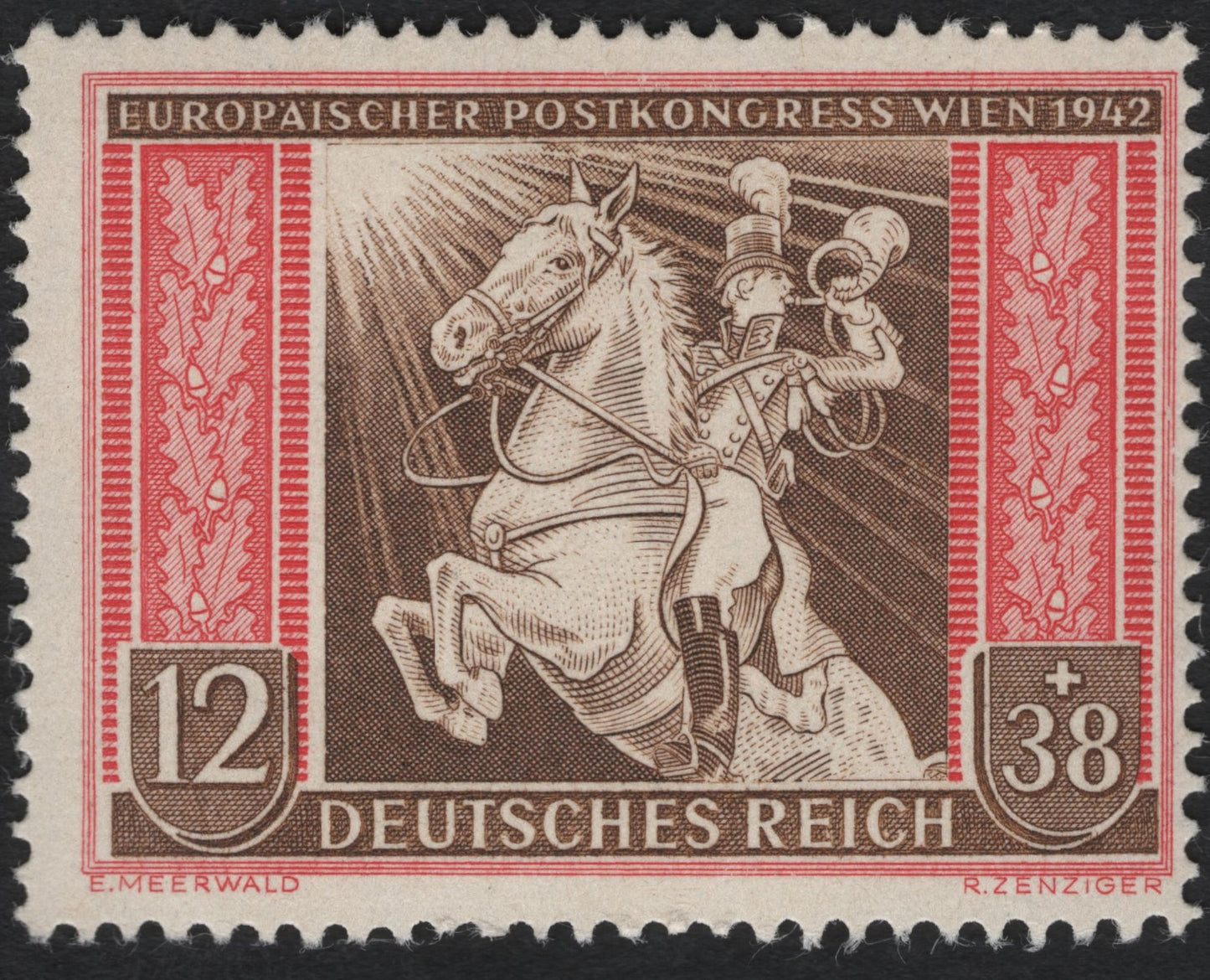 SCG11132 - Germany (Deutsches Reich) 1942 – European Postal Congress Vienna – Mounted Courier (12+38 Pf)