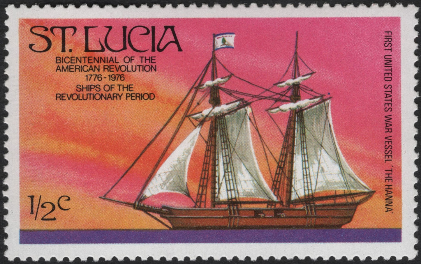SCG11141 - St. Lucia 1976 – American Revolution Bicentennial, War Vessel “The Hanna” (½c)