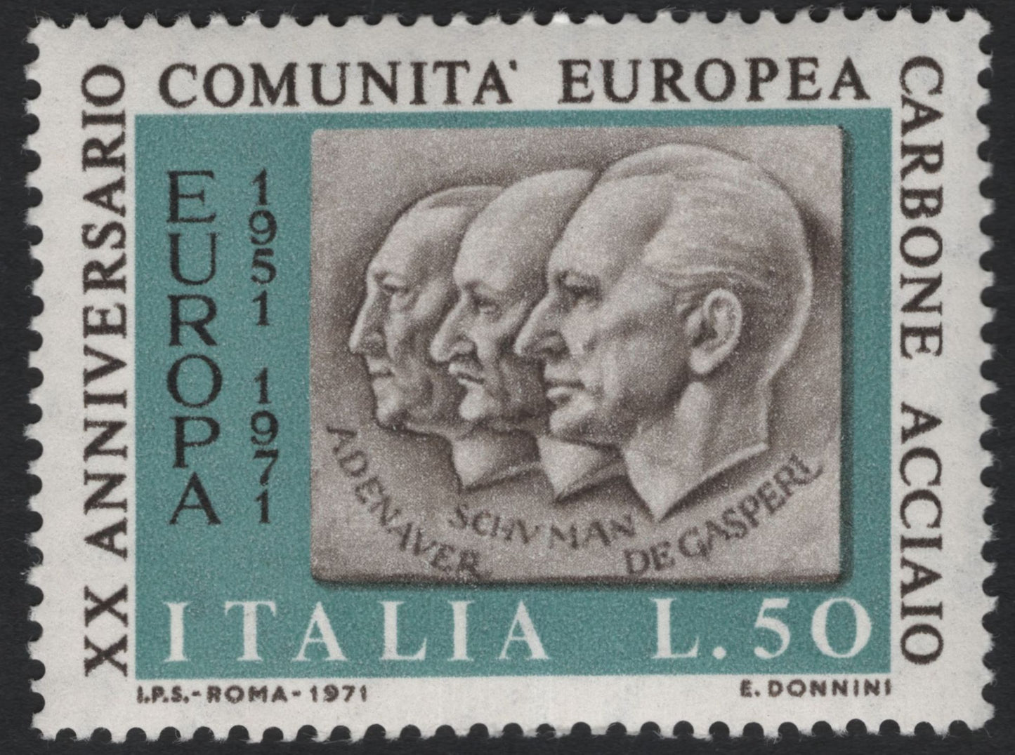 SCG10946 - Italy 1971 Europa CEPT – 20th Anniversary of the European Coal and Steel Community (ECSC) – Pair (L.50 & L.90)
