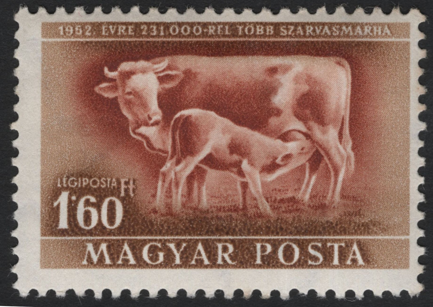SCG10943 - Hungary 1952 Domestic Livestock – Sheep & Cattle Agricultural Stamps (Pair)