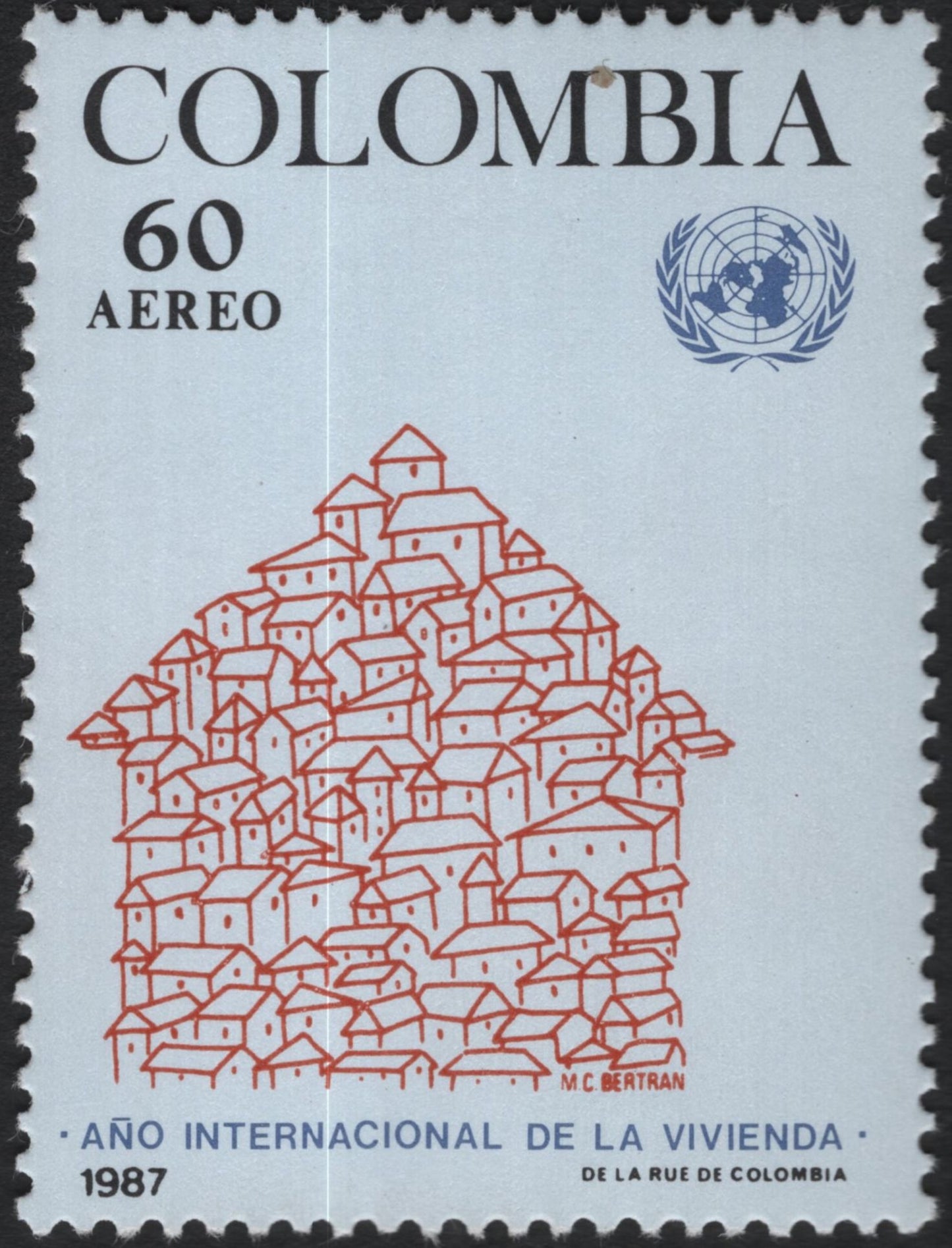 SCG10854 - Colombia Airmail Pair – UPU Council 1967 & International Year of Shelter 1987