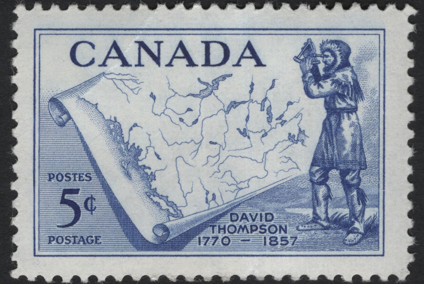 SCG10993 - Canada 1956–1957 Commemorative Pair – Ice Hockey & David Thompson Exploration (5¢ Stamps)