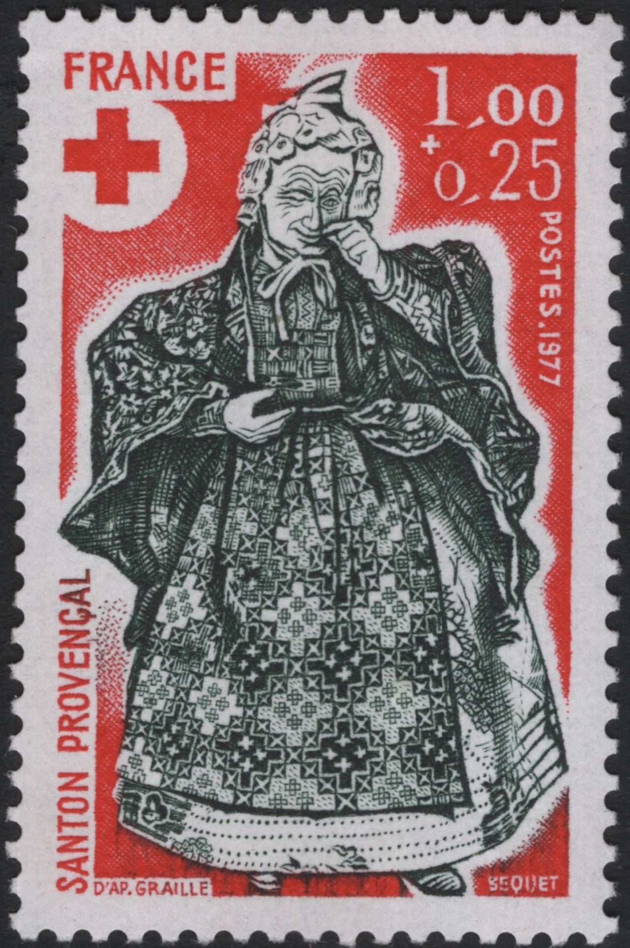 SCG10995 - France 1977 Red Cross – Provence Folk Costumes Semi-Postal Stamp Pair