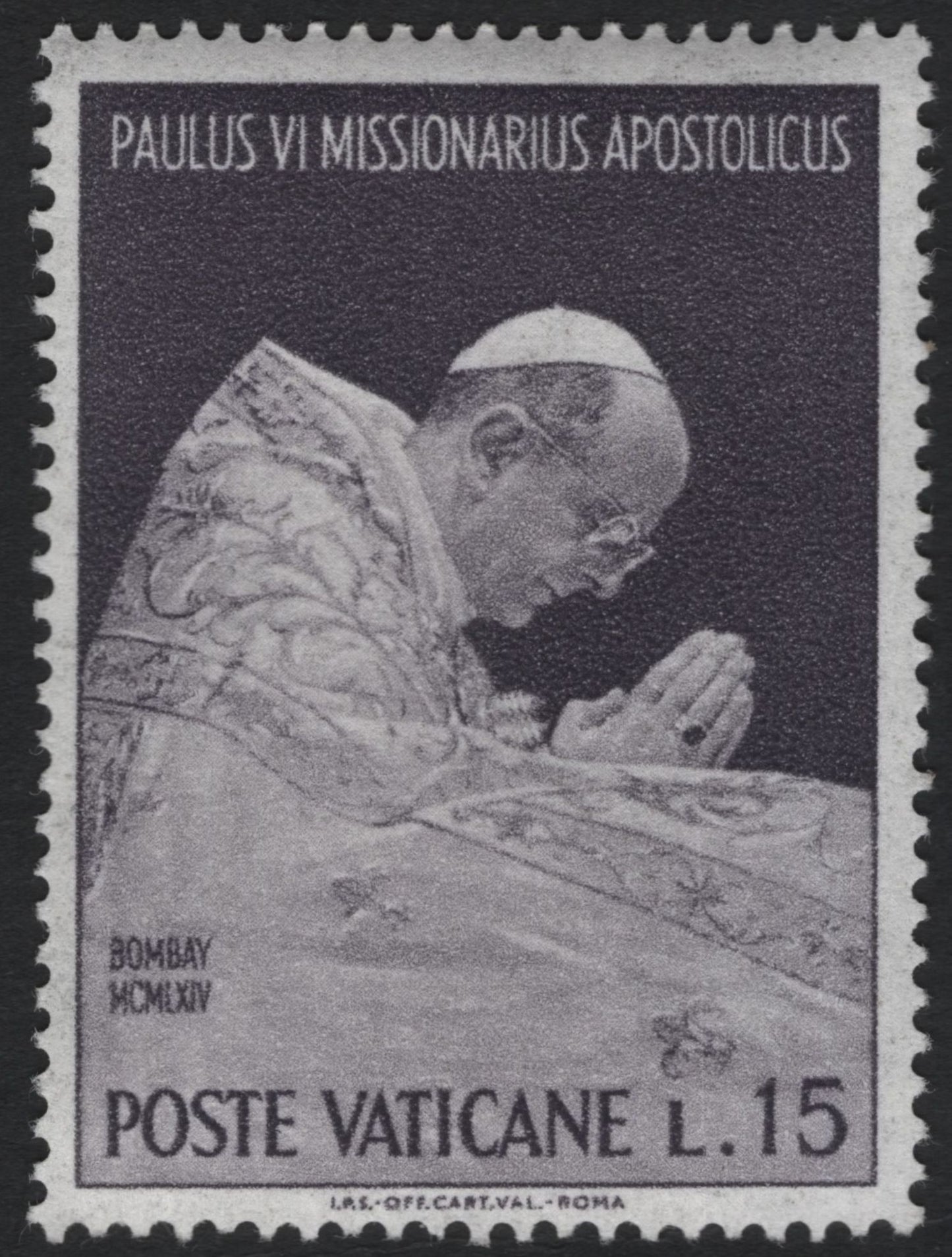 SCG11166 - Vatican City – Pope Paul VI “Missionarius Apostolicus” Bombay Visit Stamps (1964)
