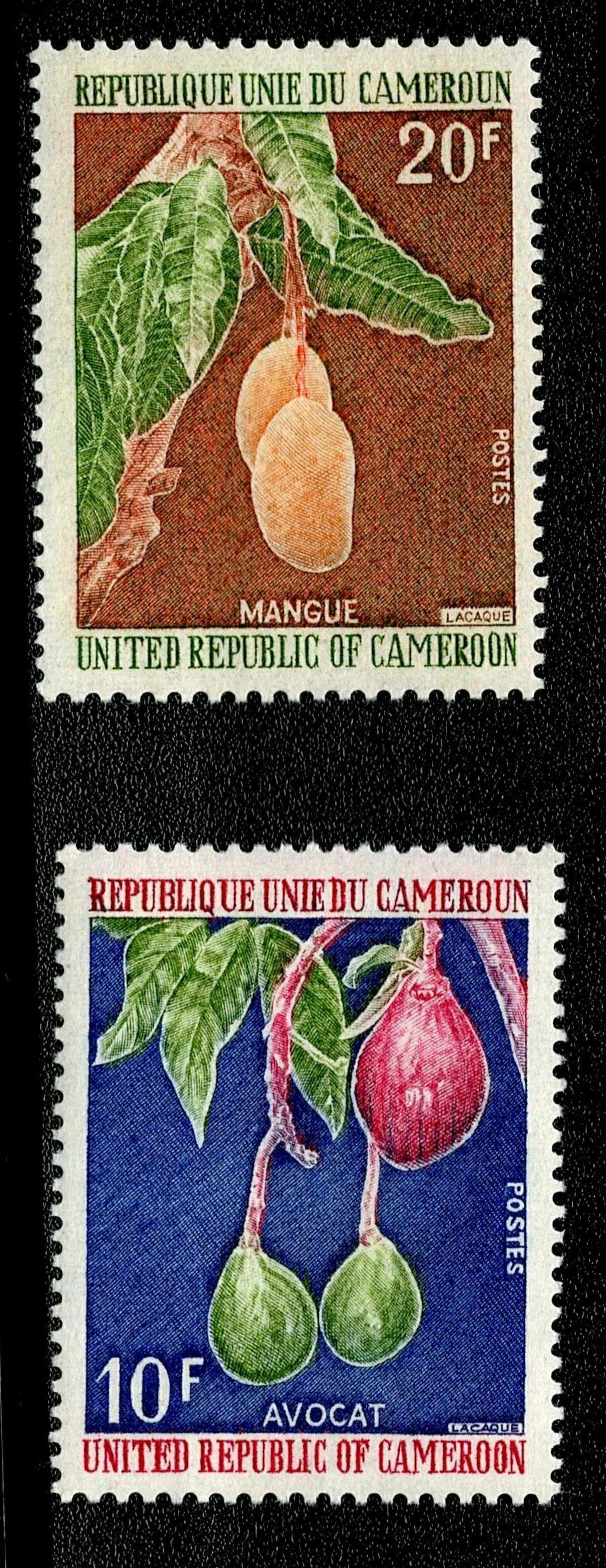 SCG133 Cameroon Tropical Fruit Stamps – Mango & Avocado (10F & 20F) – United Republic of Cameroon