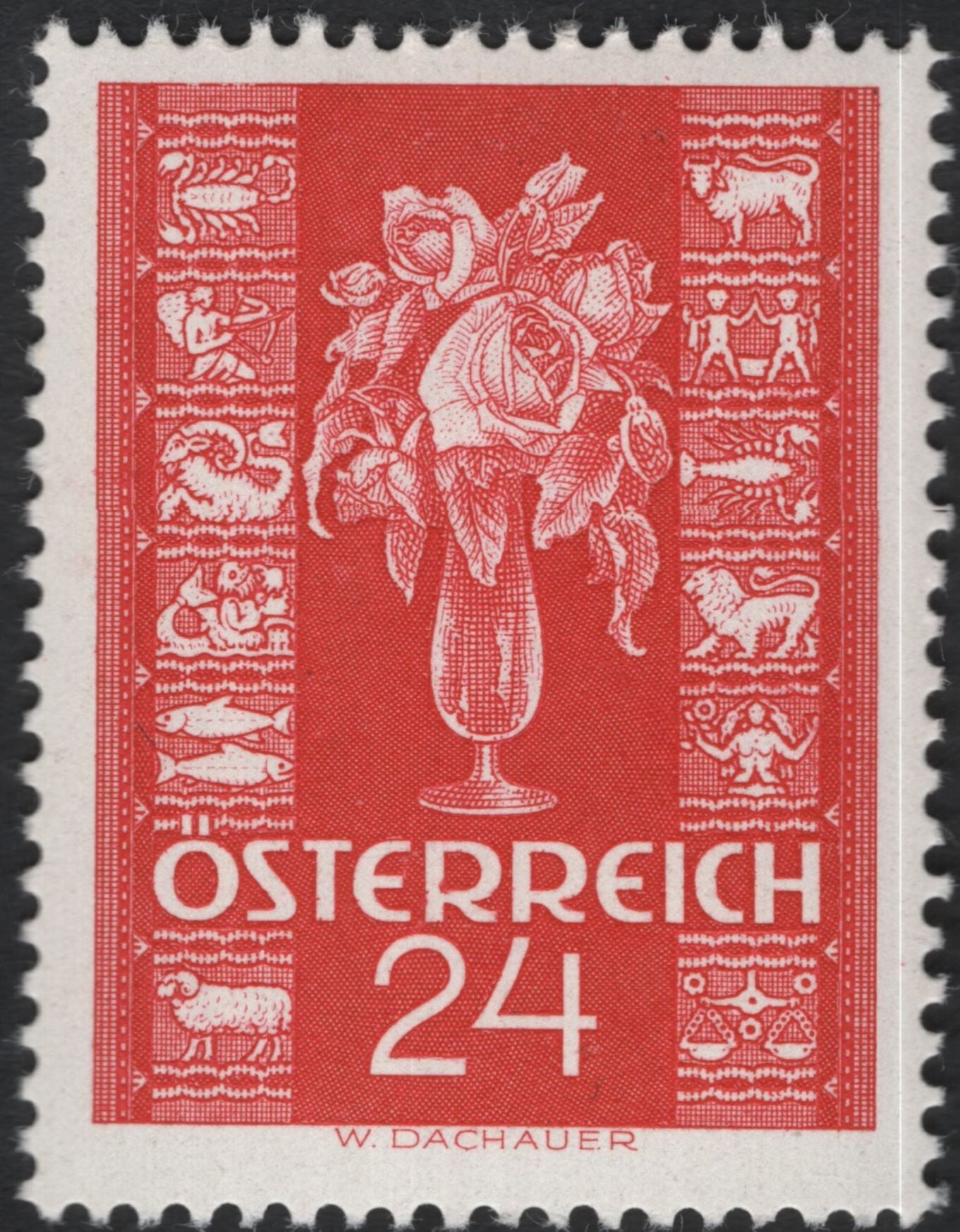 SCG11180 - Austria – Folk Art Rose Motif Definitives (W. Dachauer Design)