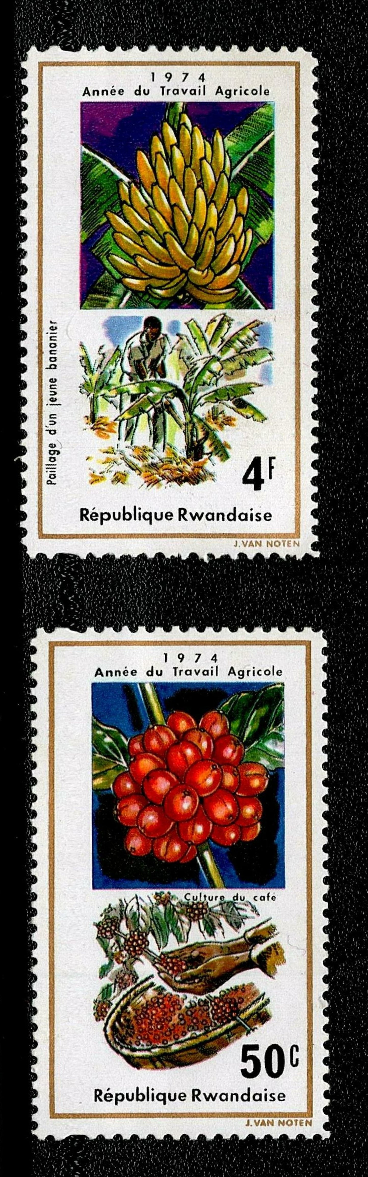 SCG134 Rwanda Agricultural Year Stamps – Banana & Coffee Cultivation Set-1974