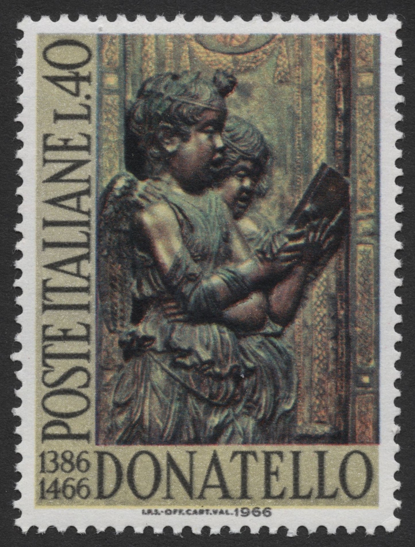 SCG528 - Italy 1966 Donatello 40 Lire Commemorative Stamp