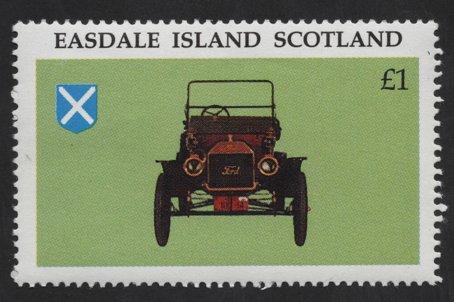 SCG13374 - Easdale Island Scotland £1 Local Post Stamp – Vintage Motor Car