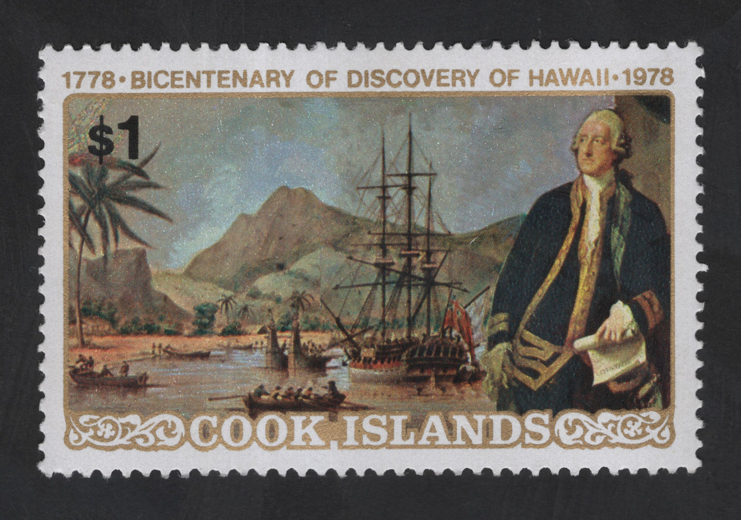 SCG13393 - Cook Islands 1978 $1 – Bicentenary of the Discovery of Hawaii