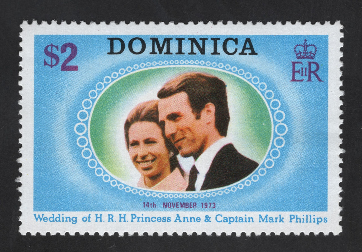 SCG13386 - Dominica $2 Royal Wedding – Princess Anne & Captain Mark Phillips (1973)