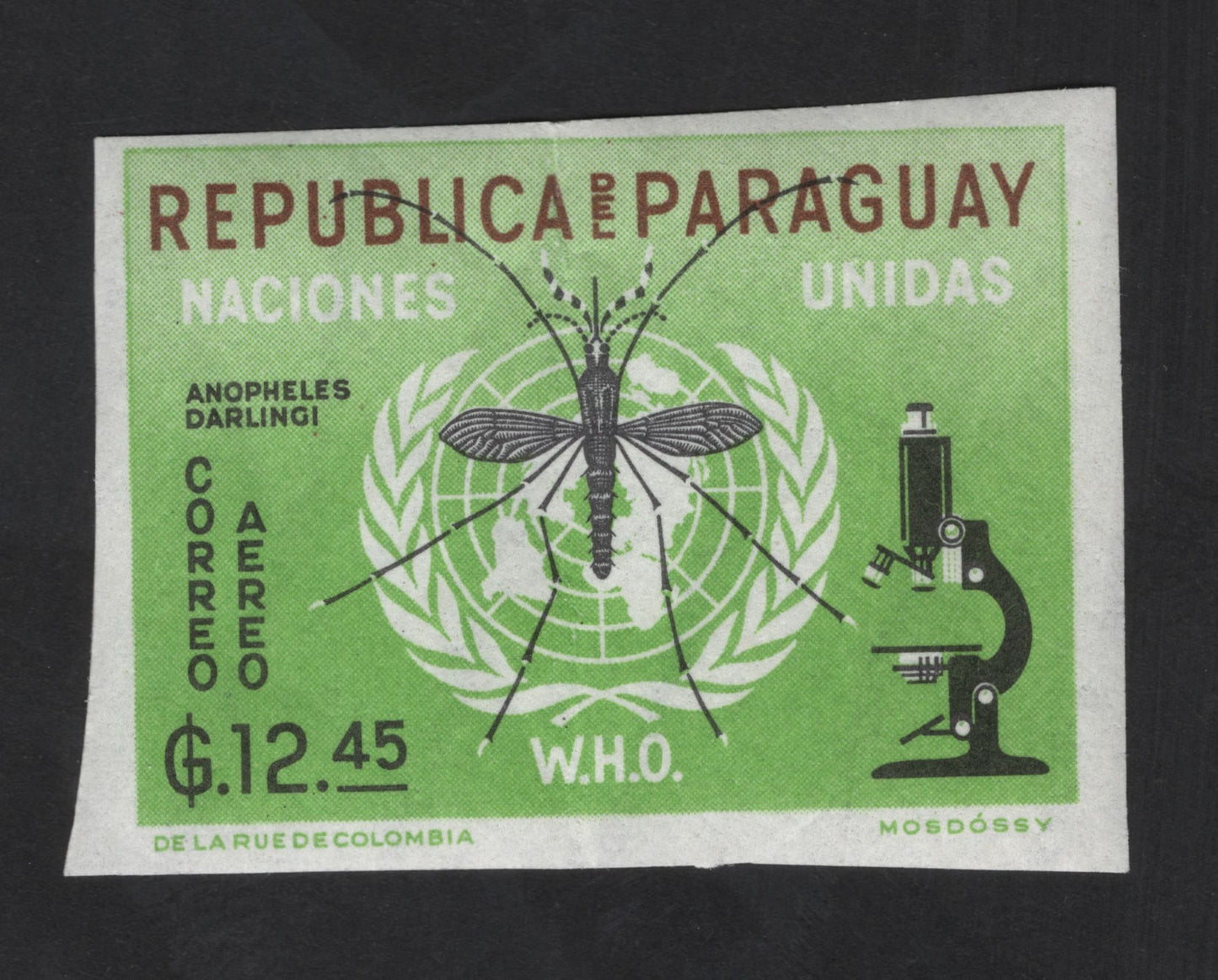 SCG13408 - Paraguay – WHO Malaria Eradication Campaign Stamp (Anopheles darlingi)
