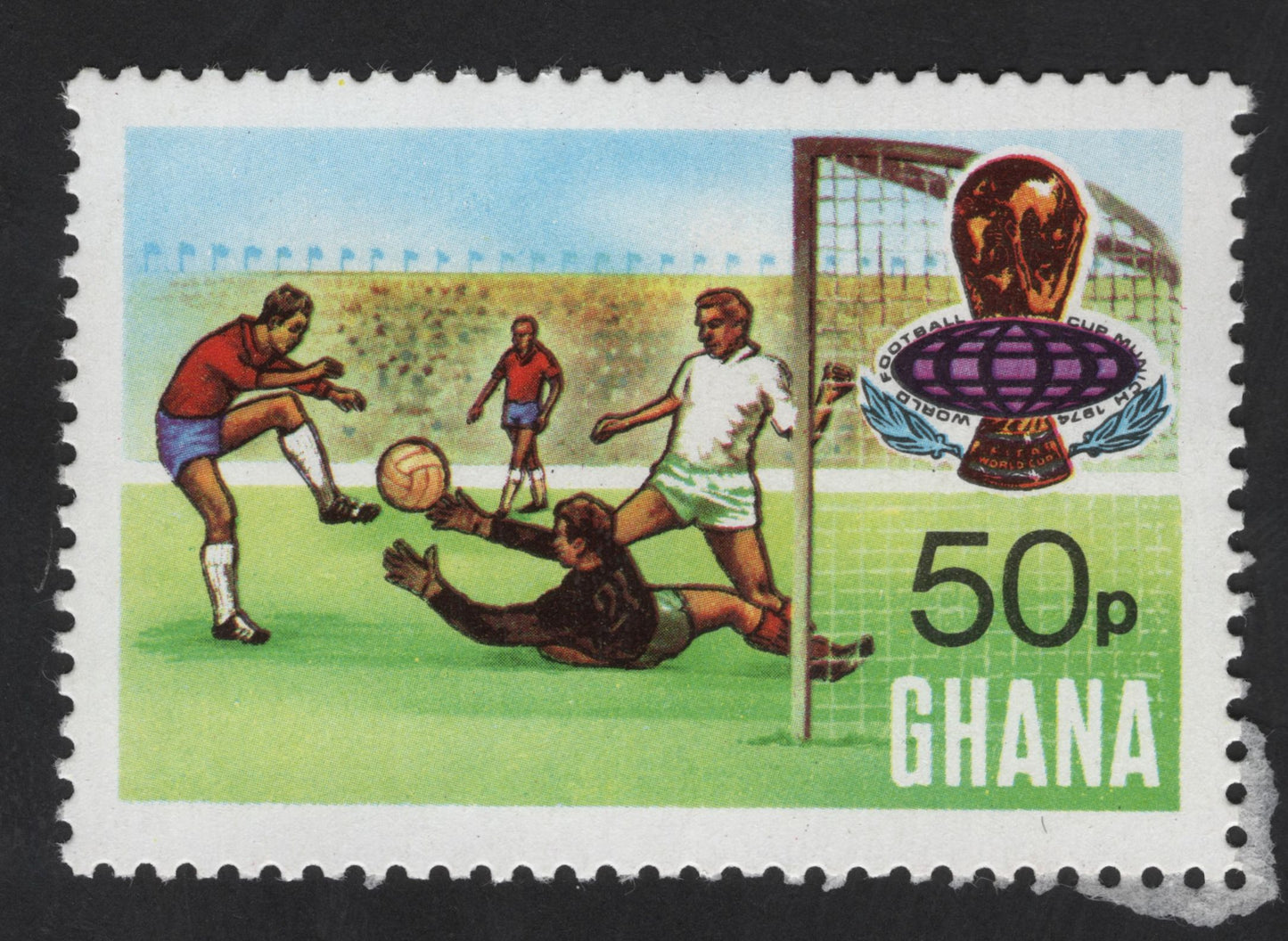SCG13438 - 1974 FIFA World Cup Munich – Football Goal Action Stamp (50p)