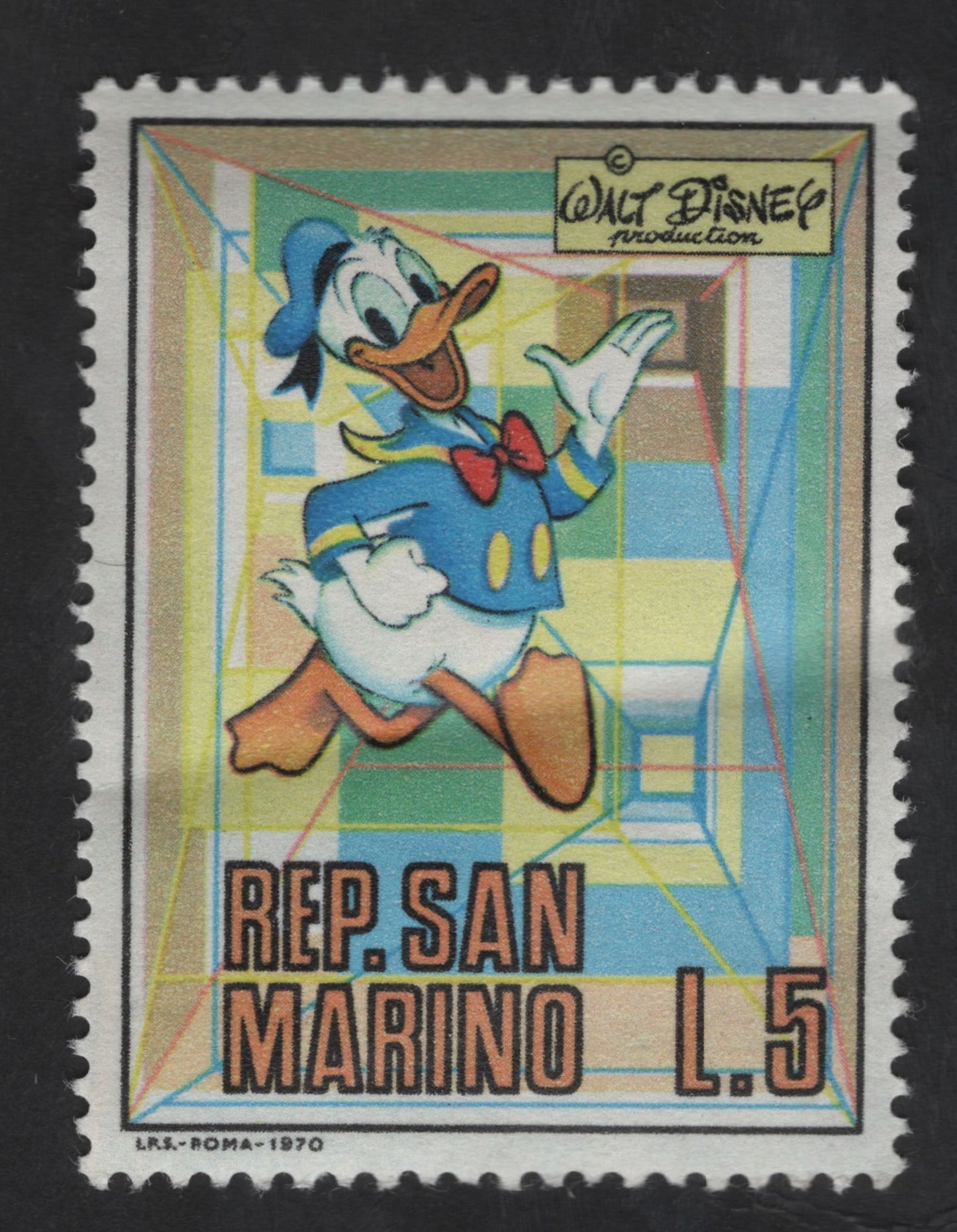 SCG13426 - San Marino 5 Lire Walt Disney – Donald Duck Stamp (1970)