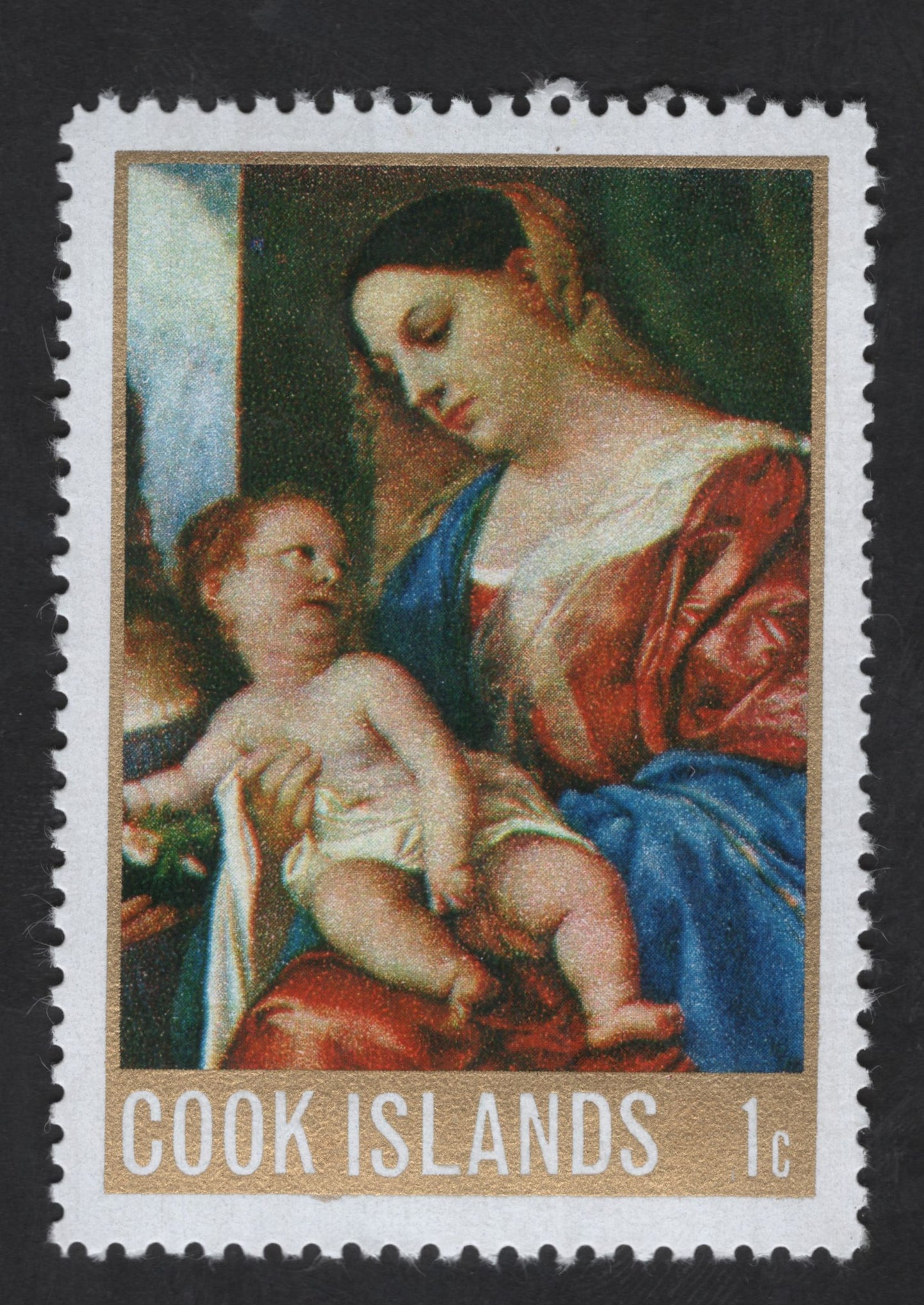 SCG13431 - Madonna and Child – Cook Islands 1c Art Stamp