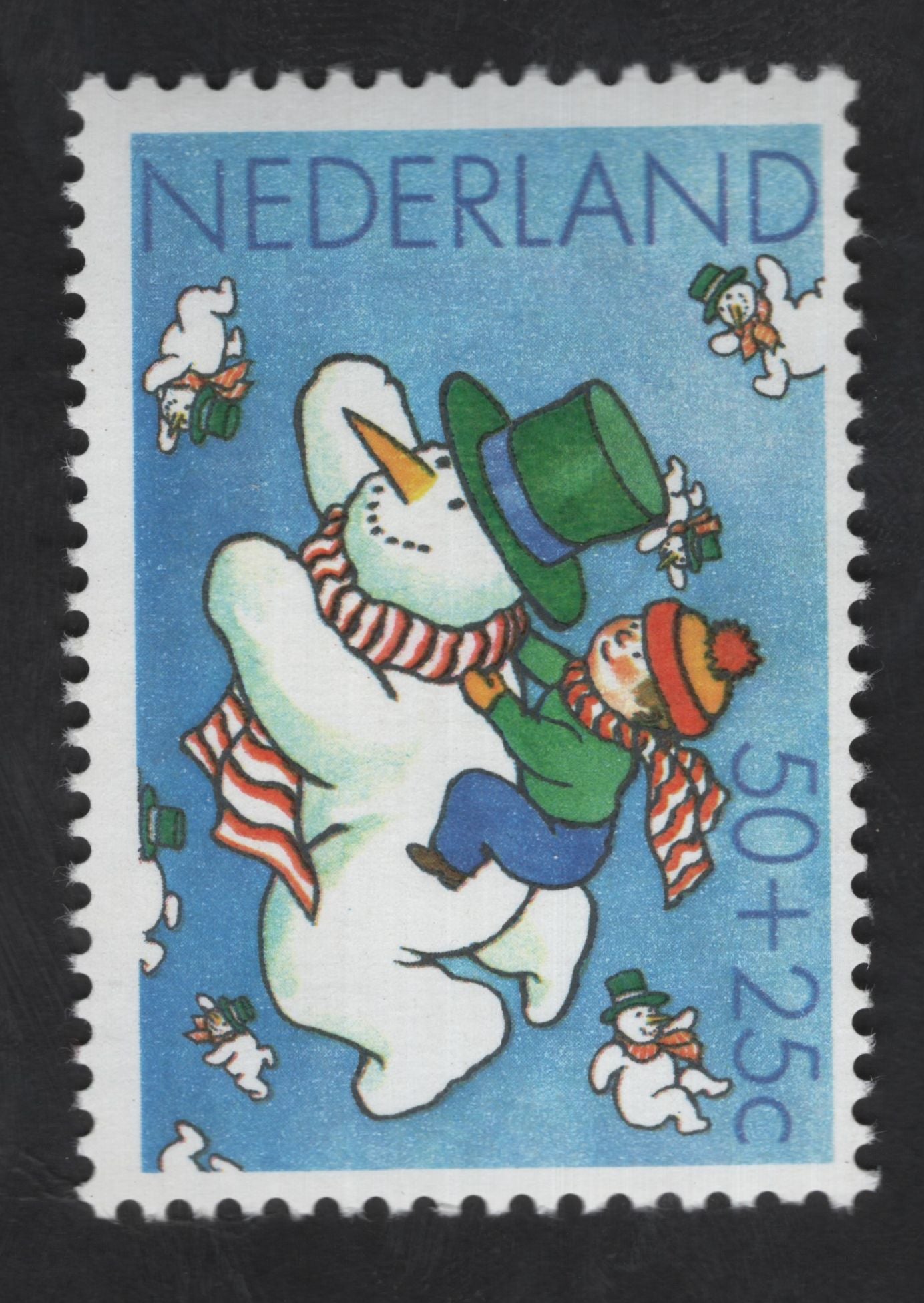SCG13458 - Netherlands Kinderzegel Snowman & Child Charity Stamp – 50+25c