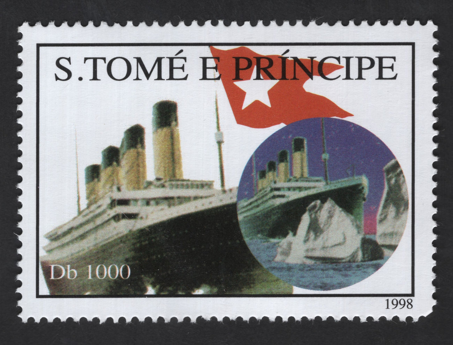 SCG13509 - São Tomé & Príncipe 1998 RMS Titanic Commemorative Stamp – 1000 Db