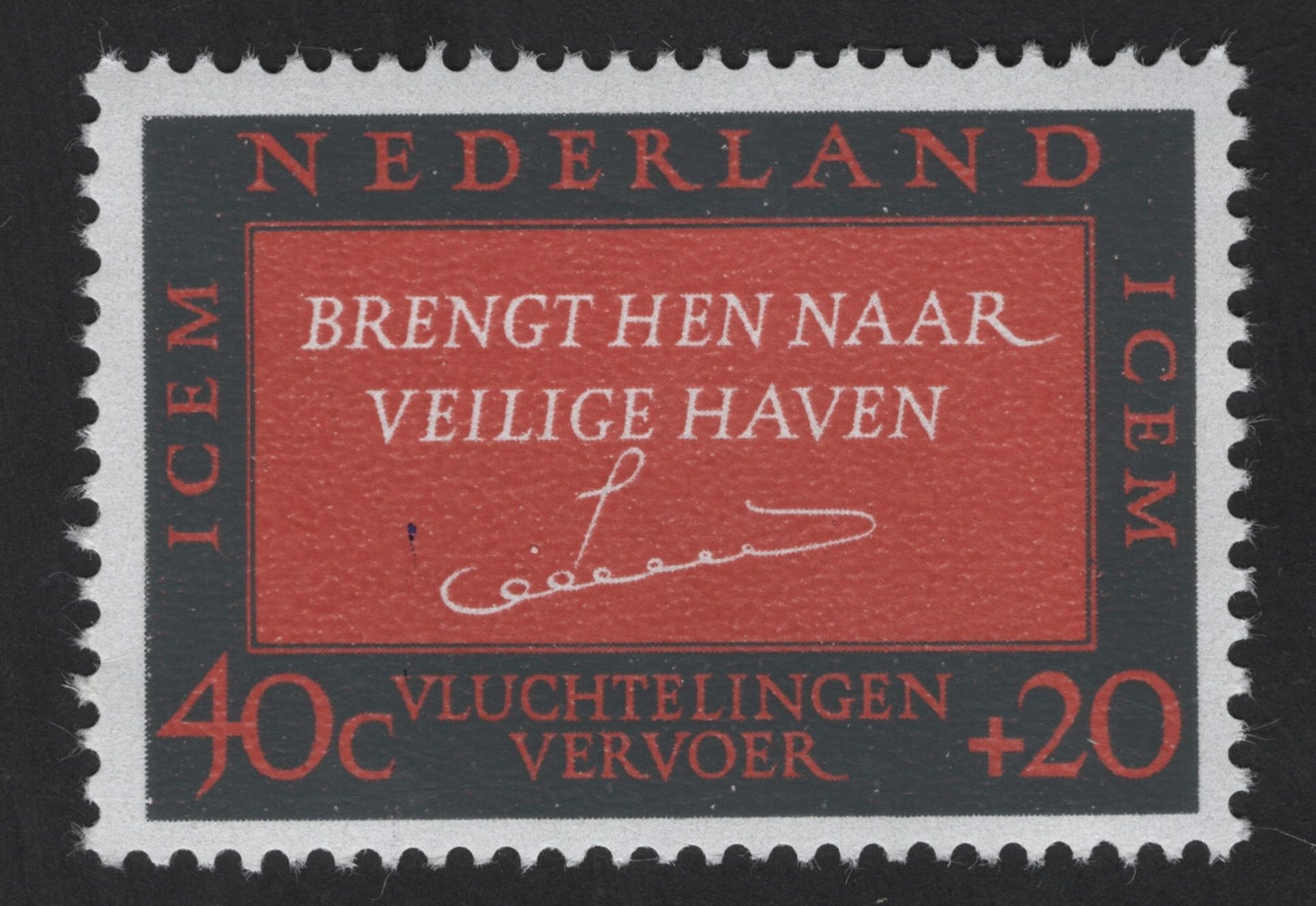 SCG13501 - Netherlands 40c + 20c Refugee Transport Charity Stamp – “Brengt Hen Naar Veilige Haven”