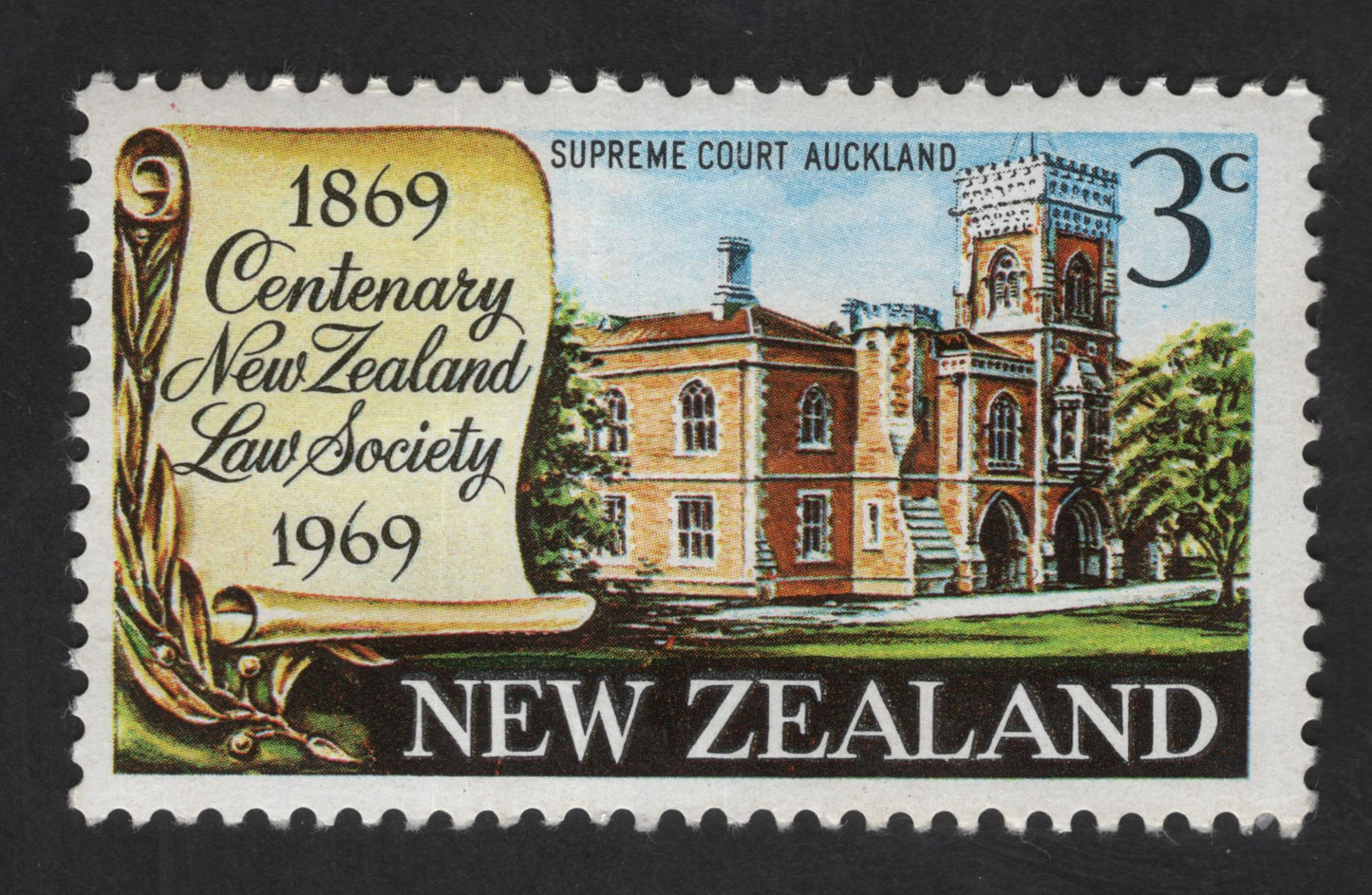 SCG13502 - New Zealand 1969 – Centenary of the New Zealand Law Society, Supreme Court Auckland (3c)