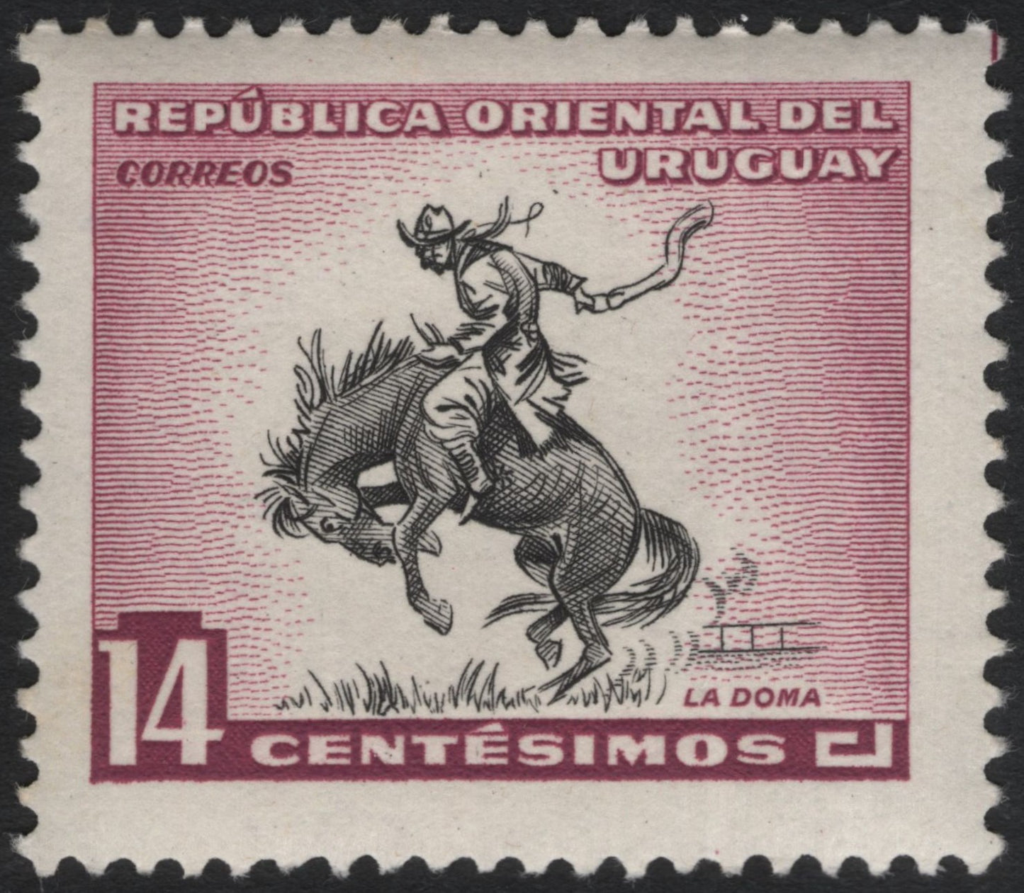 SCG11044 - Uruguay – “La Doma” Gaucho Taming Horse, 14 Centesimos (Definitive)