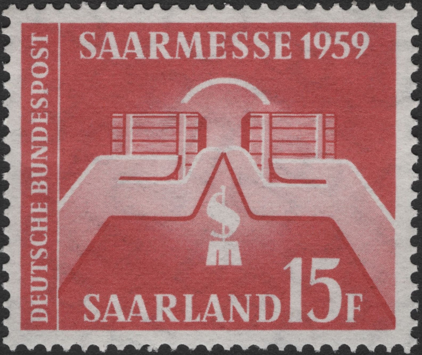 SCG2195 - Germany 1959 Saarmesse Saarland Stamp – 15 Pf