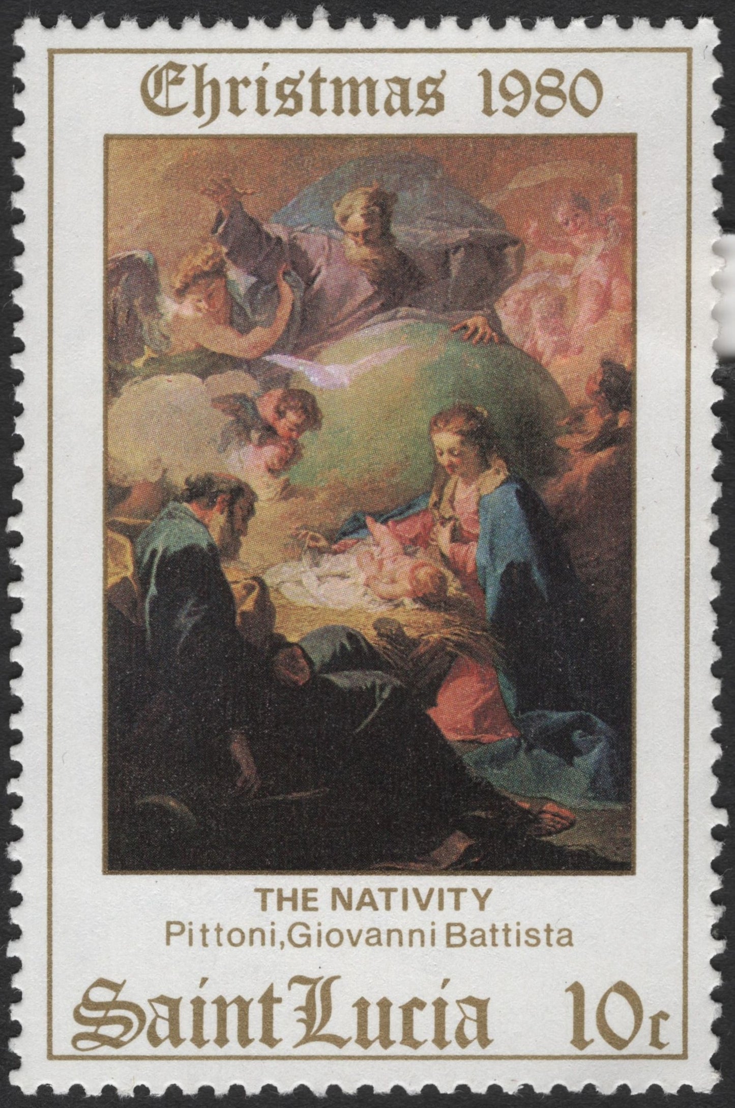 SCG2202 - Saint Lucia 1980 Christmas Stamp – The Nativity by Giovanni Battista Pittoni