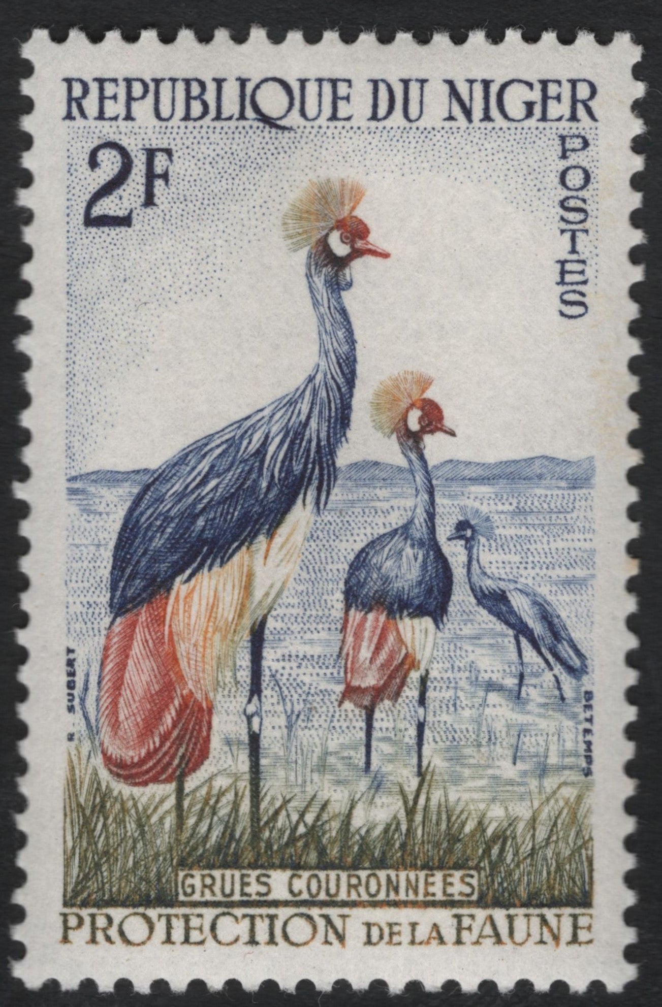 SCG11021 - Niger – Crowned Cranes (Balearica regulorum), Wildlife Protection – 2 Francs