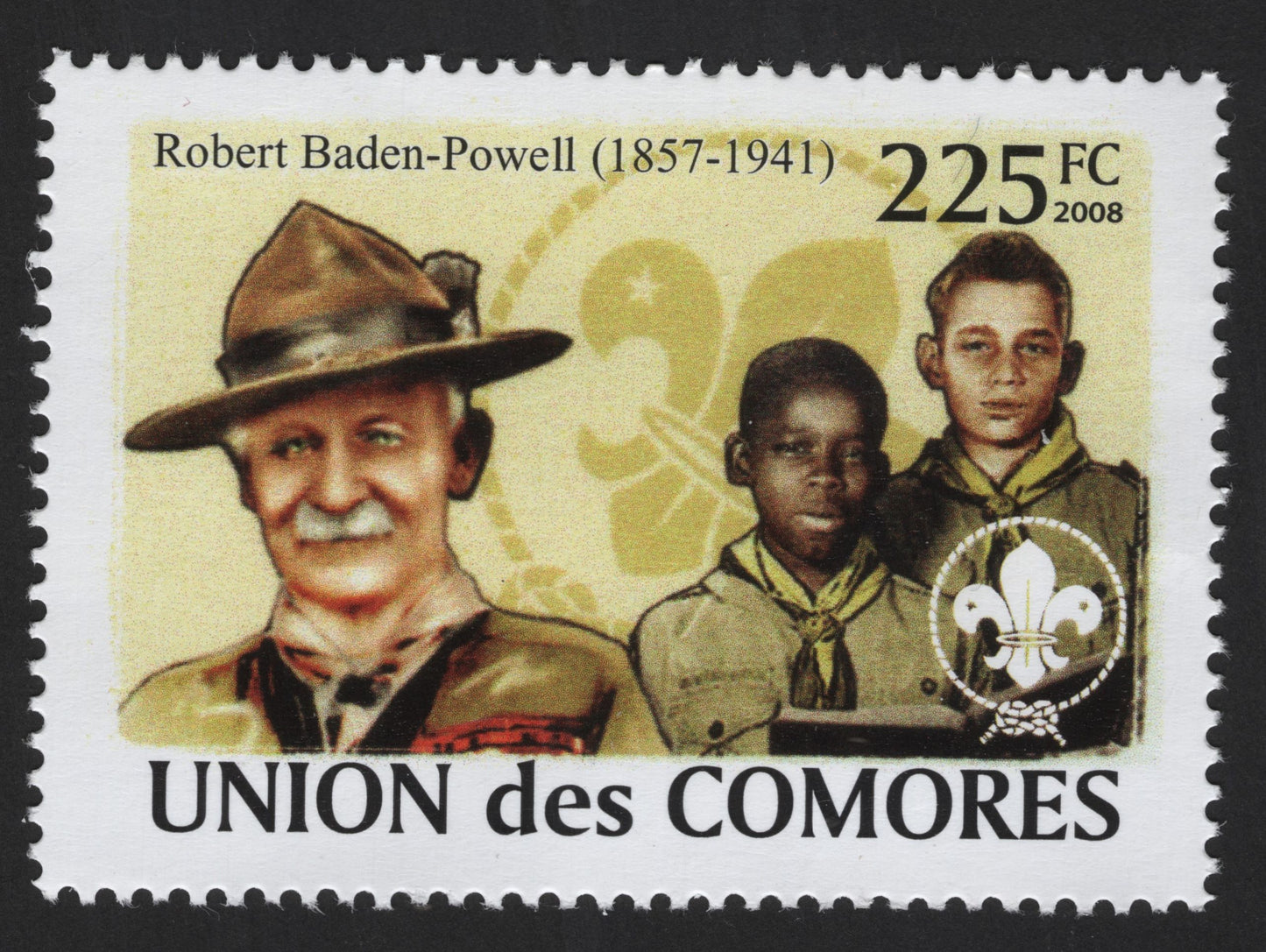 SCG13348 - Comoros 2008 – Robert Baden-Powell Founder of Scouting Stamp (225 FC)